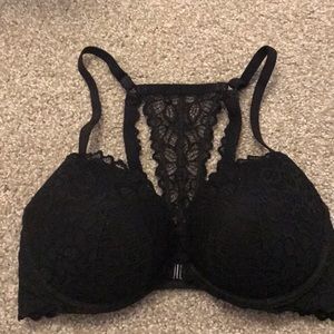 Black lace racerback bra